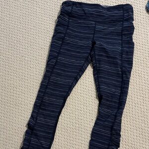 Lululemon Striped Leggings with ruched side at calf